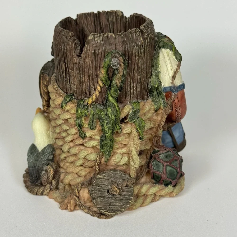 Pen Pencil Cup Holder Pier Design FIGI #22184 Resin Desk Office Seagull Rope Vtg